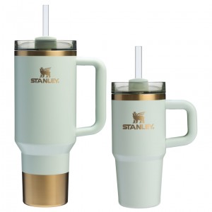 Stanley The Holiday Quencher H2.0 Samesies Sip Set | 40 OZ & 14 OZ Gilded Celadon | 40oz./14oz. | XYM052978