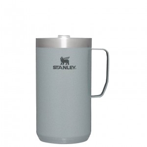 Stanley The Stay-Hot Camp Mug | 24 OZ Hammertone Silver | PXE798530