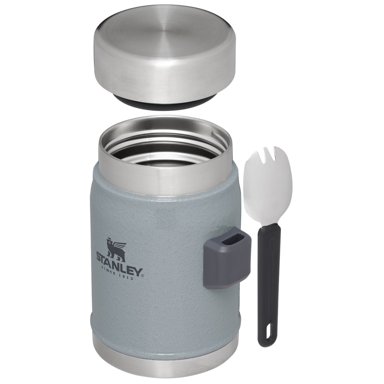 Stanley Classic Legendary Insulated Food Jar + Spork | 14 OZ Hammertone Silver | CLY376502