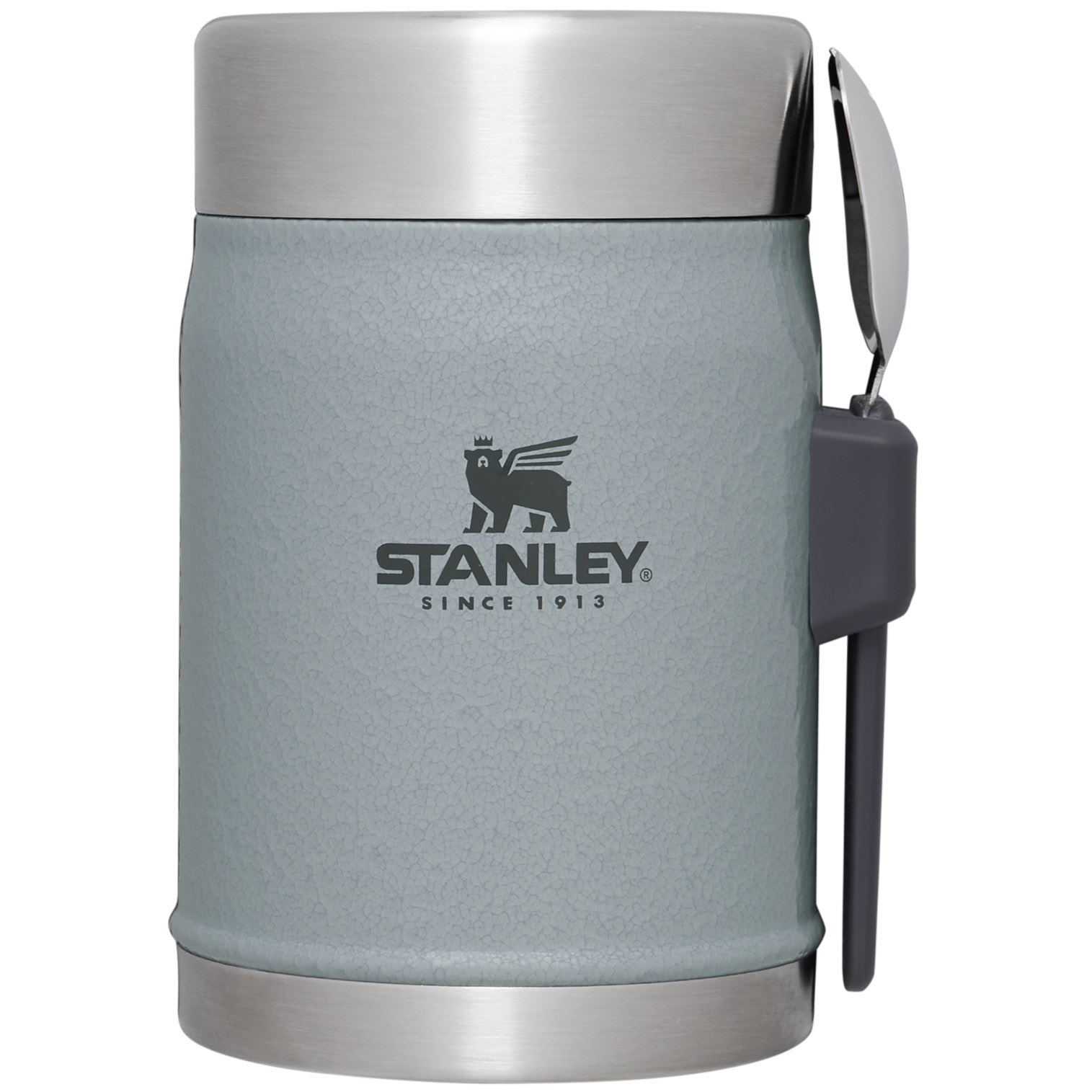 Stanley Classic Legendary Insulated Food Jar + Spork | 14 OZ Hammertone Silver | CLY376502