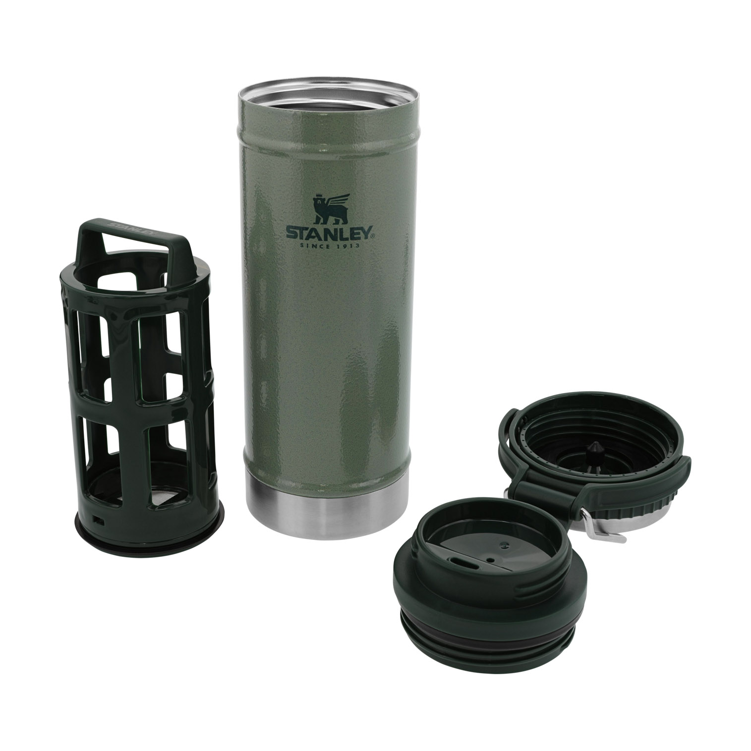 Stanley Coffee Mug w/ Integrated French Press | 16 oz Hammertone Green | BFR495682